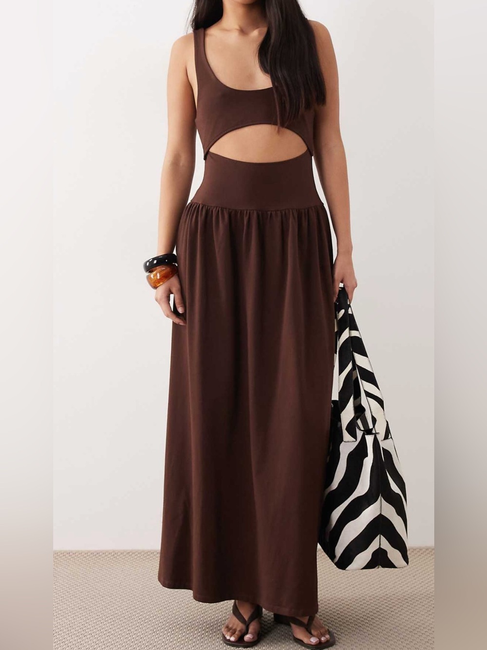 ASOS Brown Cutout Maxi Dress